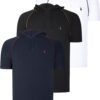 TRIPLE SET T8570 DEWBERRY HOODED MEN'S T-SHIRT-NAVY BLUE-WHITE-BLACK