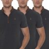 TRIPLE SET T8571 DEWBERRY ZIPPER MEN'S T-SHIRT-ANTHRACITE-ANTHRACITE-ANTHRACITE