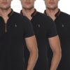 TRIPLE SET T8571 DEWBERRY ZIPPER MEN'S T-SHIRT-BLACK-BLACK-BLACK