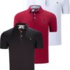TRIPLE SET T8582 DEWBERRY MENS T-SHIRT-BLACK-WHITE-BURGUNDY