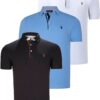 TRIPLE SET T8582 DEWBERRY MENS T-SHIRT-BLACK-WHITE-CLEAR BLUE