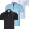 TRIPLE SET T8582 DEWBERRY MENS T-SHIRT-BLACK-WHITE-CYAN