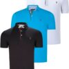 TRIPLE SET T8582 DEWBERRY MENS T-SHIRT-BLACK-WHITE-DARK TURQUOISE