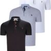 TRIPLE SET T8582 DEWBERRY MENS T-SHIRT-BLACK-WHITE-GREY