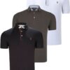 TRIPLE SET T8582 DEWBERRY MENS T-SHIRT-BLACK-WHITE-KHAKI