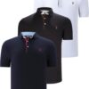 TRIPLE SET T8582 DEWBERRY MENS T-SHIRT-BLACK-WHITE-NAVY BLUE