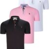 TRIPLE SET T8582 DEWBERRY MENS T-SHIRT-BLACK-WHITE-PINK