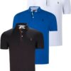 TRIPLE SET T8582 DEWBERRY MENS T-SHIRT-BLACK-WHITE-SAKS