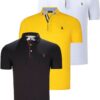 TRIPLE SET T8582 DEWBERRY MENS T-SHIRT-BLACK-WHITE-YELLOW
