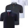 TRIPLE SET T8582 DEWBERRY MENS T-SHIRT-NAVY BLUE-ANTHRACITE-WHITE