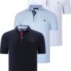 TRIPLE SET T8582 DEWBERRY MENS T-SHIRT-NAVY BLUE-WHITE-BABY BLUE
