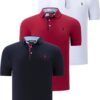 TRIPLE SET T8582 DEWBERRY MENS T-SHIRT-NAVY BLUE-WHITE-BURGUNDY