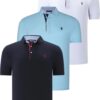 TRIPLE SET T8582 DEWBERRY MENS T-SHIRT-NAVY BLUE-WHITE-CYAN