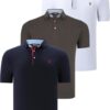 TRIPLE SET T8582 DEWBERRY MENS T-SHIRT-NAVY BLUE-WHITE-KHAKI