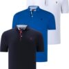 TRIPLE SET T8582 DEWBERRY MENS T-SHIRT-NAVY BLUE-WHITE-SAKS