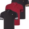 TRIPLE SET T8585 DEWBERRY MEN'S T-SHIRT-BLACK WHITE-BLACK CAMEL-BURGUNDY