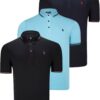 TRIPLE SET T8586 DEWBERRY MEN'S T-SHIRT-BLACK-NAVY-CYAN