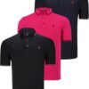TRIPLE SET T8586 DEWBERRY MEN'S T-SHIRT-BLACK-NAVY-FUCHSIA