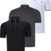 TRIPLE SET T8586 DEWBERRY MEN'S T-SHIRT-BLACK-WHITE-ANTHRACITE