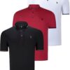 TRIPLE SET T8586 DEWBERRY MEN'S T-SHIRT-BLACK-WHITE-BURGUNDY