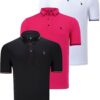 TRIPLE SET T8586 DEWBERRY MEN'S T-SHIRT-BLACK-WHITE-FUCHSIA