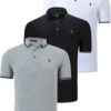 TRIPLE SET T8586 DEWBERRY MEN'S T-SHIRT-BLACK-WHITE-GREY