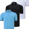 TRIPLE SET T8586 DEWBERRY MEN'S T-SHIRT-BLACK-WHITE-LIGHT BLUE