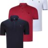 TRIPLE SET T8586 DEWBERRY MEN'S T-SHIRT-NAVY-WHITE-BURGUNDY