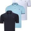 TRIPLE SET T8586 DEWBERRY MEN'S T-SHIRT-NAVY-WHITE-CYAN