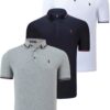 TRIPLE SET T8586 DEWBERRY MEN'S T-SHIRT-NAVY-WHITE-GREY