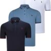 TRIPLE SET T8586 DEWBERRY MEN'S T-SHIRT-NAVY-WHITE-INDIGO