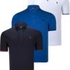 TRIPLE SET T8586 DEWBERRY MEN'S T-SHIRT-NAVY-WHITE-SAKS