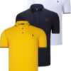 TRIPLE SET T8586 DEWBERRY MEN'S T-SHIRT-NAVY-WHITE-YELLOW