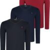 TRIPLE SET T8587 DEWBERRY V-NECK MEN'S SWEATSHIRT-BLACK-NAVY-BURGUNDY