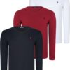 TRIPLE SET T8587 DEWBERRY V-NECK MEN'S SWEATSHIRT-BLACK-WHITE-BURGUNDY