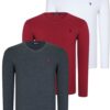 TRIPLE SET T8587 DEWBERRY V-NECK MEN'S SWEATSHIRT-WHITE-ANTHRACITE-BURGUNDY