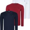 TRIPLE SET T8587 DEWBERRY V-NECK MEN'S SWEATSHIRT-WHITE-NAVY-BURGUNDY