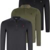 TRIPLE SET V4007 DEWBERRY MEN'S SWEATSHIRT-BLACK-NAVY-KHAKI
