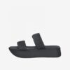 Tamaris Black Leather Platform Slippers - Women