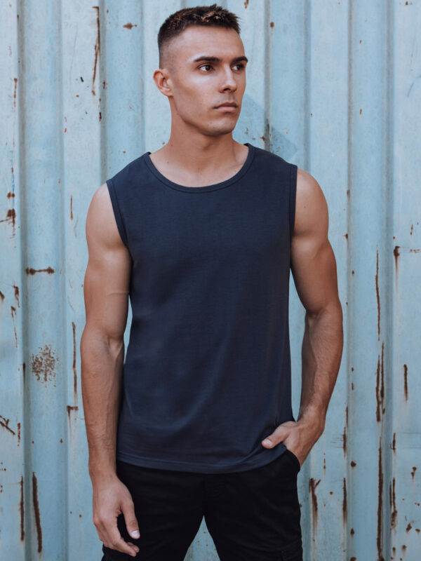 Tank top męski bez nadruku granatowy Dstreet