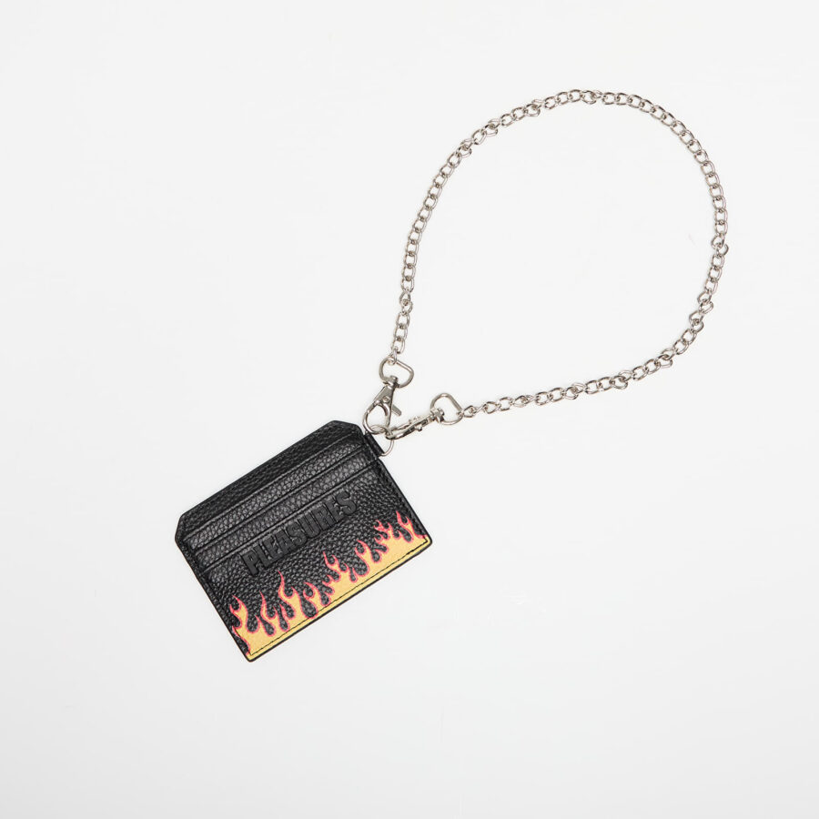 Tárca PLEASURES Leather Card Holder W/ Chain Black Universal-alacsony-ár
