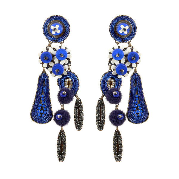 Tatami Woman's Earclips Blossom E-Wo004M Navy Blue
