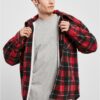 Teddy lined plaid jacket red/black