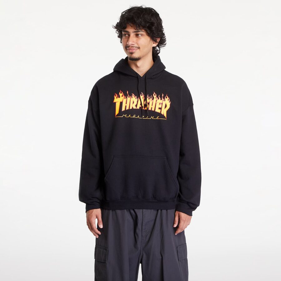 Thrasher Flame Logo Hood Black S-alacsony-ár