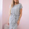 Tied dress with a clutch bottom in gray color
