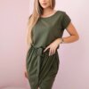 Tied dress with a clutch bottom in khaki color