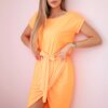 Tied dress with a clutch bottom orange neon