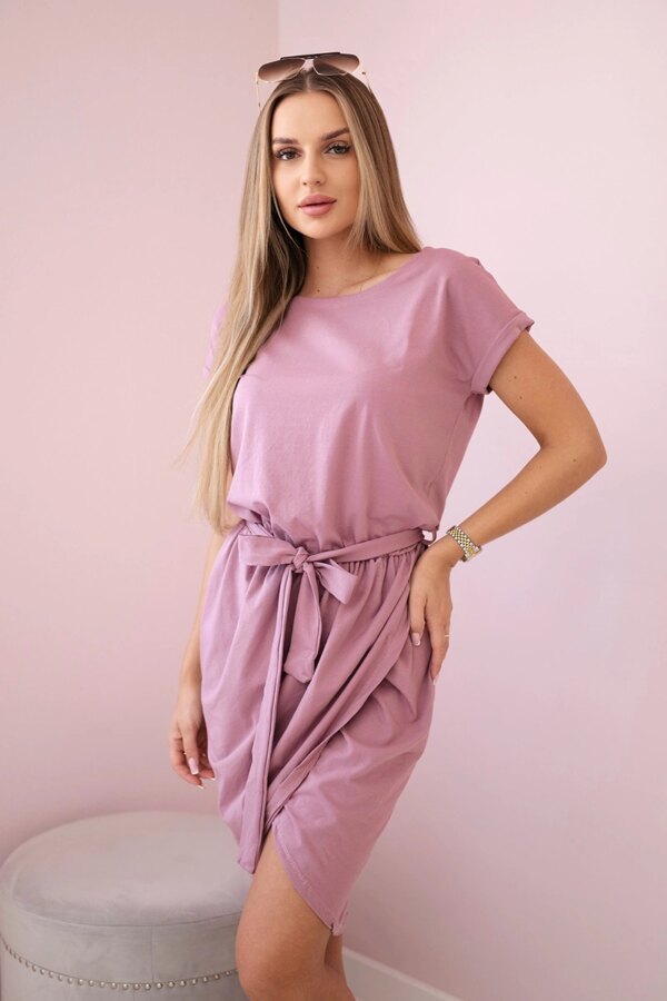 Tied dress with a clutch dark pink color