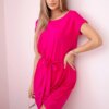 Tied dress with a fuchsia clutch bottom