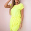 Tied dress with an envelope yellow neon bottom